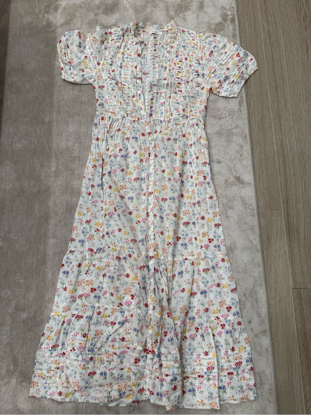 Doen Cream Floral Maxi Dress with Puff Sleeves - Picture 5 of 6